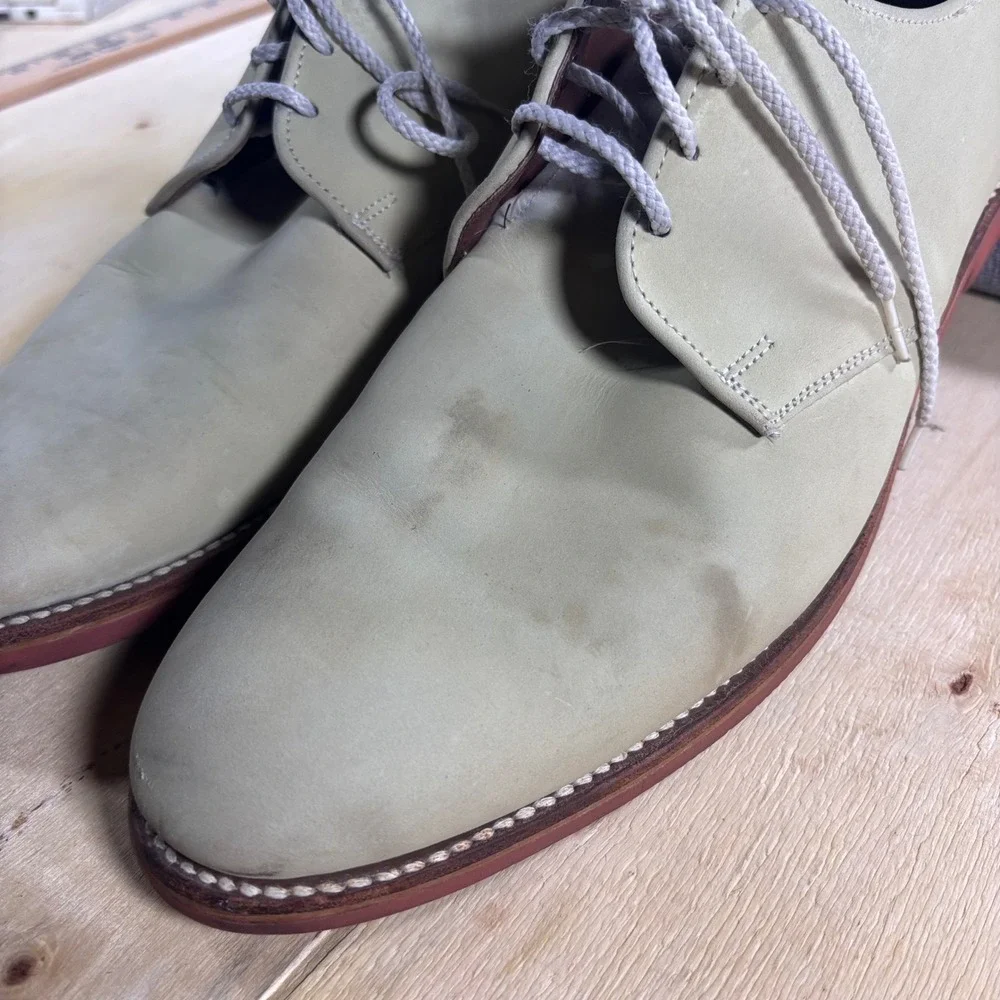Allen Edmonds Yale Mens 13 AAA Bone Nubuck Derby Shoes Vibram Sole 3321 USA